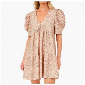HYACINTH HOUSE Floral Puff Sleeve Follie Mini Dress Large NEW Tuckernuck Flower